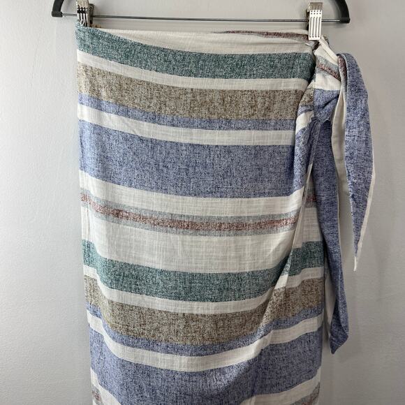 ZARA Sarong Striped Wrap Skirt Tie Waist Multi-Color Boho Size M Medium - Picture 3 of 7
